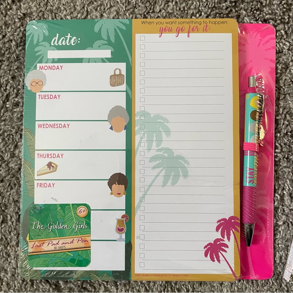 Golden Girls  List pad and pen set